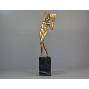 Grande Sculpture En Bronze 62 Cm Danseuse à La Jarre. Art Déco.