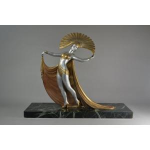 The Cabaret Dancer. Art Deco Lucien Gibert Tall Sculpture