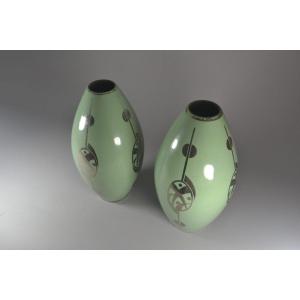 A Pair Of Art Deco Ceramic Vases. Probably Odyv.