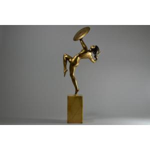 Pierre Le Faguays. "warrior". Grande Sculpture En Bronze.