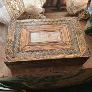 Antique Italian Straw Marquetry Box