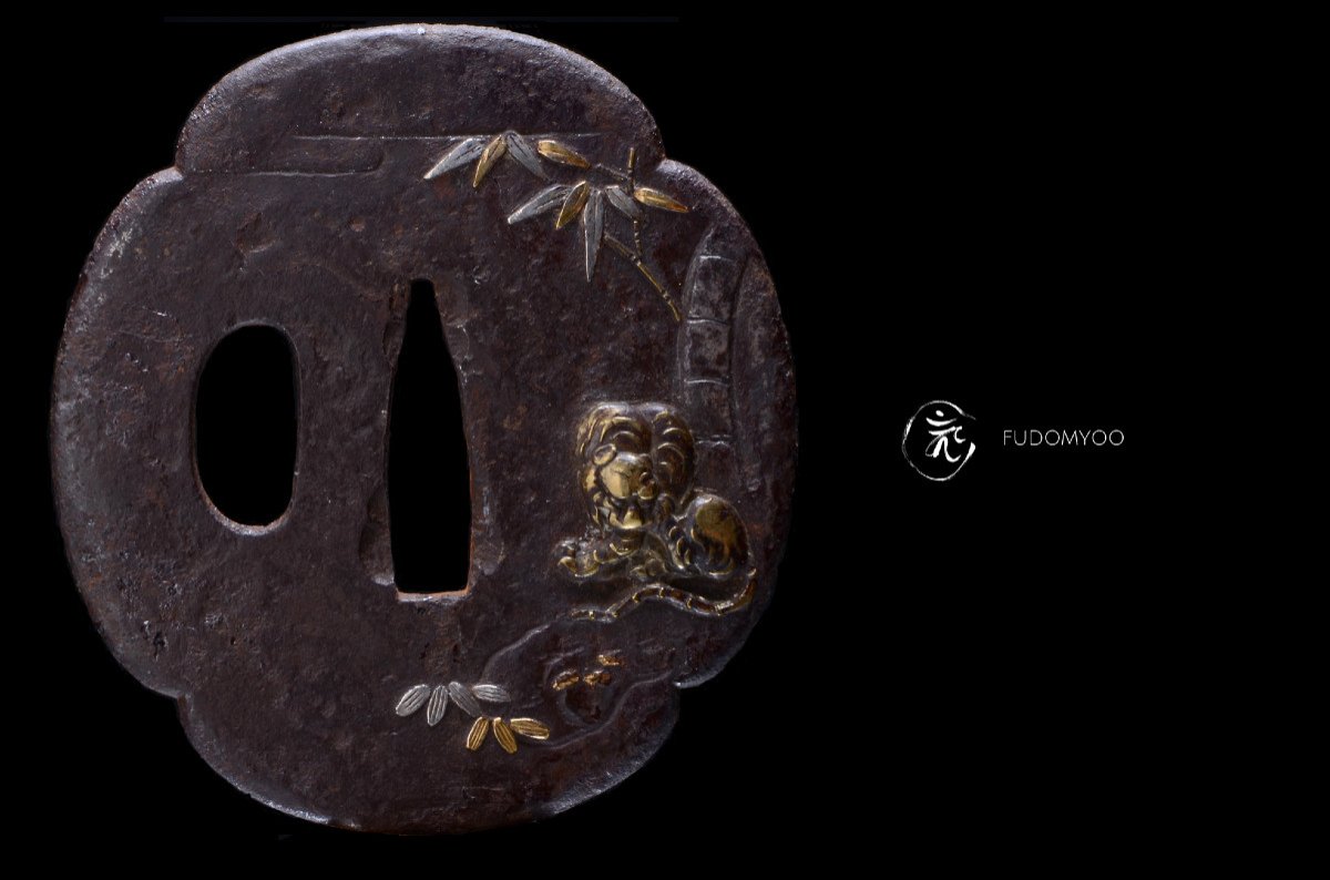 Tsuba Tigre Et Bambou garde de sabre japonaise -photo-2