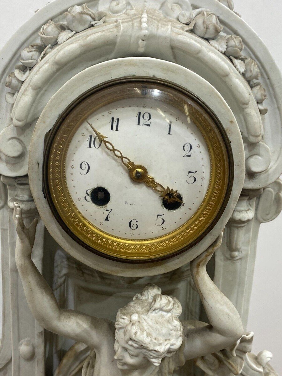 Biscuit Clock Signed Sevres Mid-1800s-photo-3