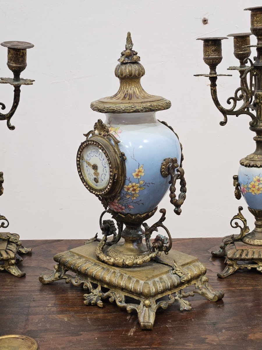 Set Of Candelabra And Clock - Second Half Of The 19th Century-photo-4