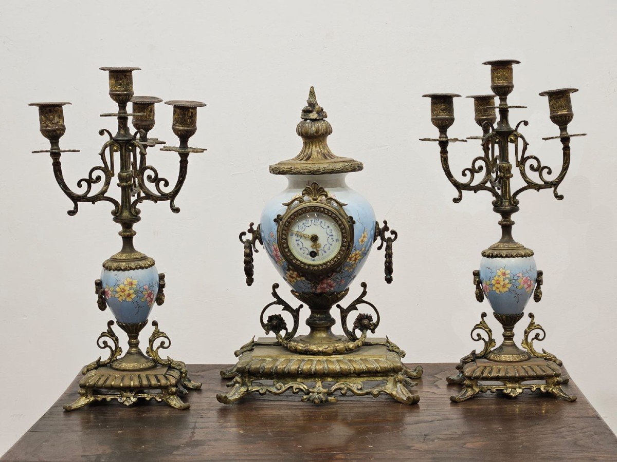 Set Of Candelabra And Clock - Second Half Of The 19th Century