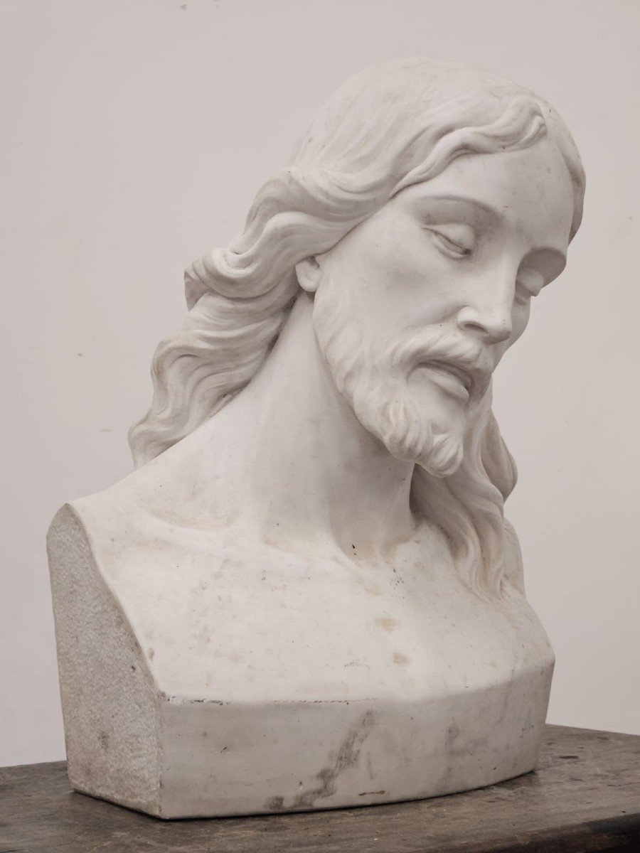 Christ Sculpture In White Statuary Carrara Marble-photo-5