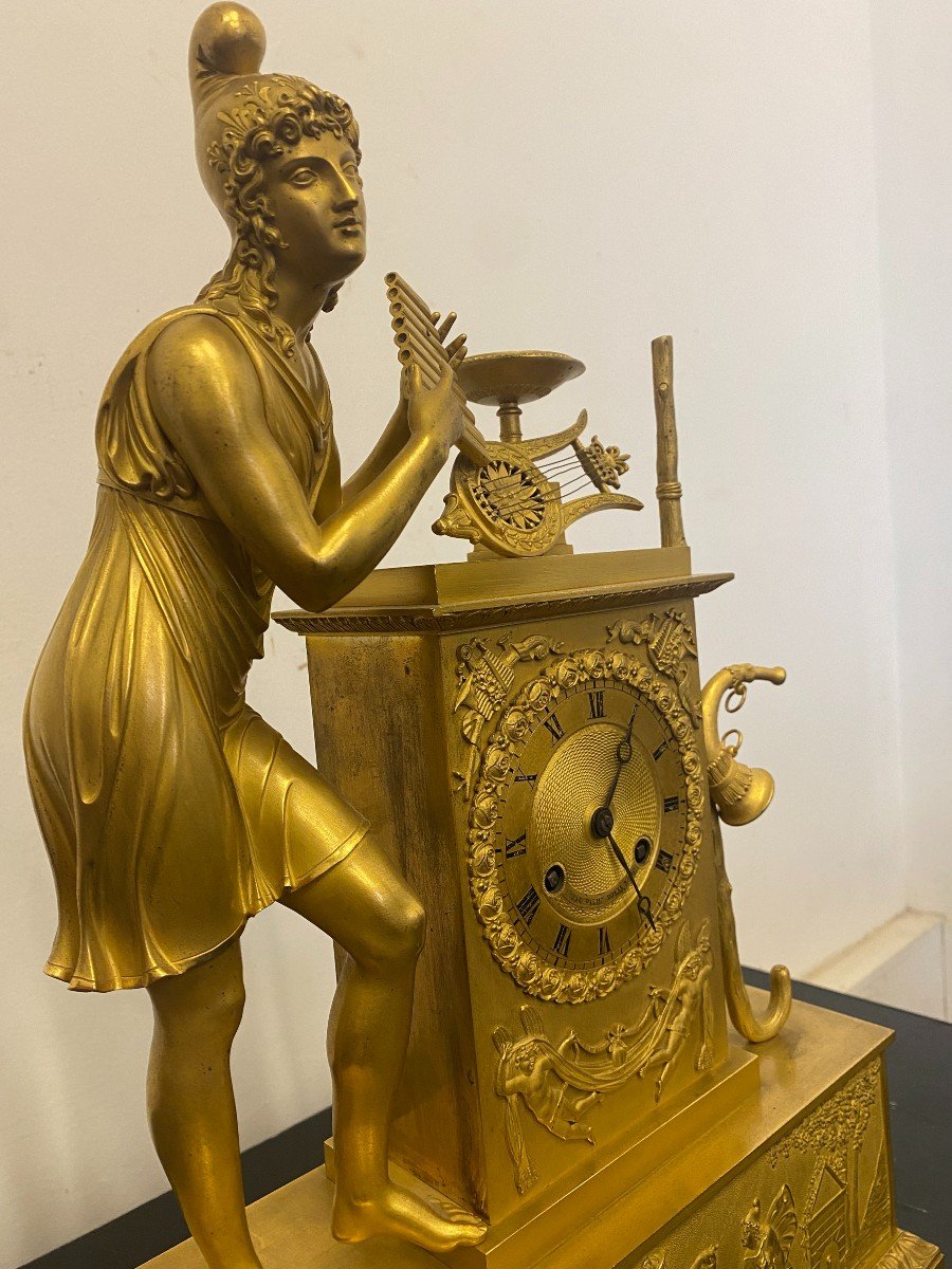 "parigina" Clock In Gilded Bronze - 19th Century-photo-3