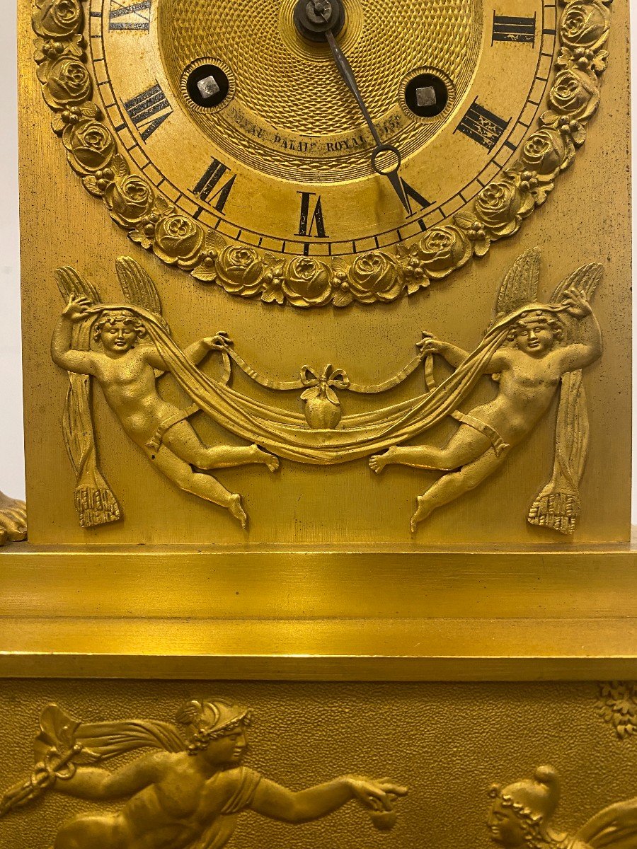 "parigina" Clock In Gilded Bronze - 19th Century-photo-7