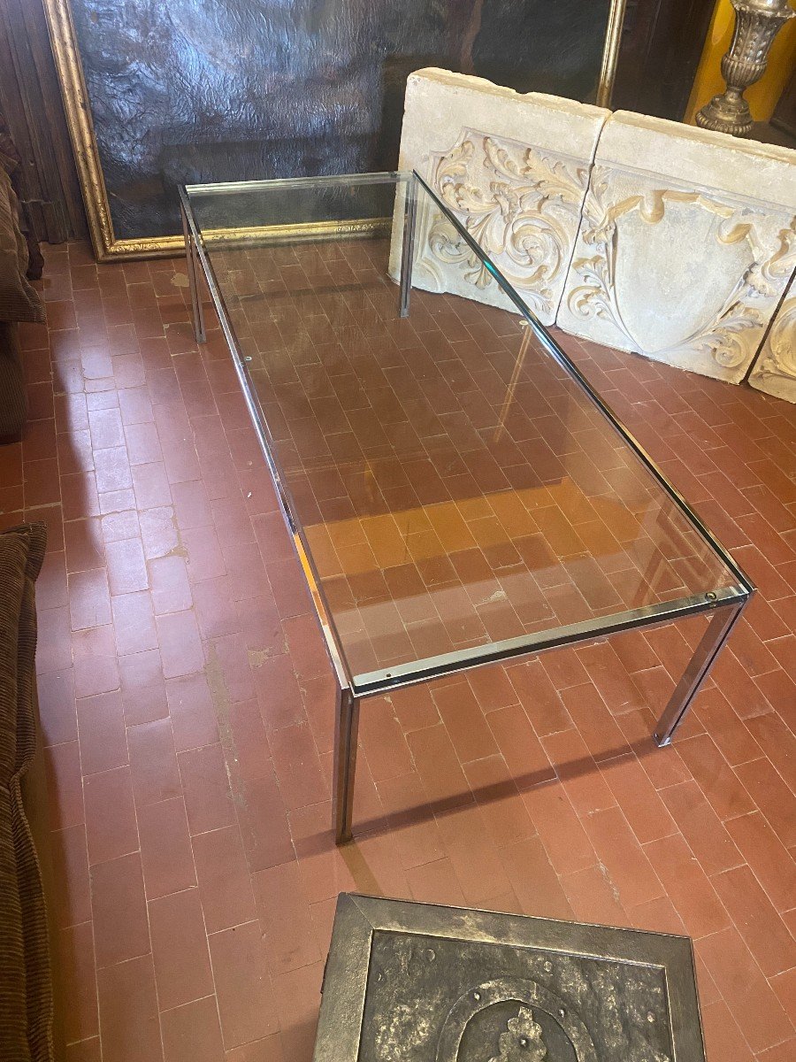 Table Basse En Métal Avec Plateau En Verre Par Ross Littell Pour Depadova - 1960-photo-2