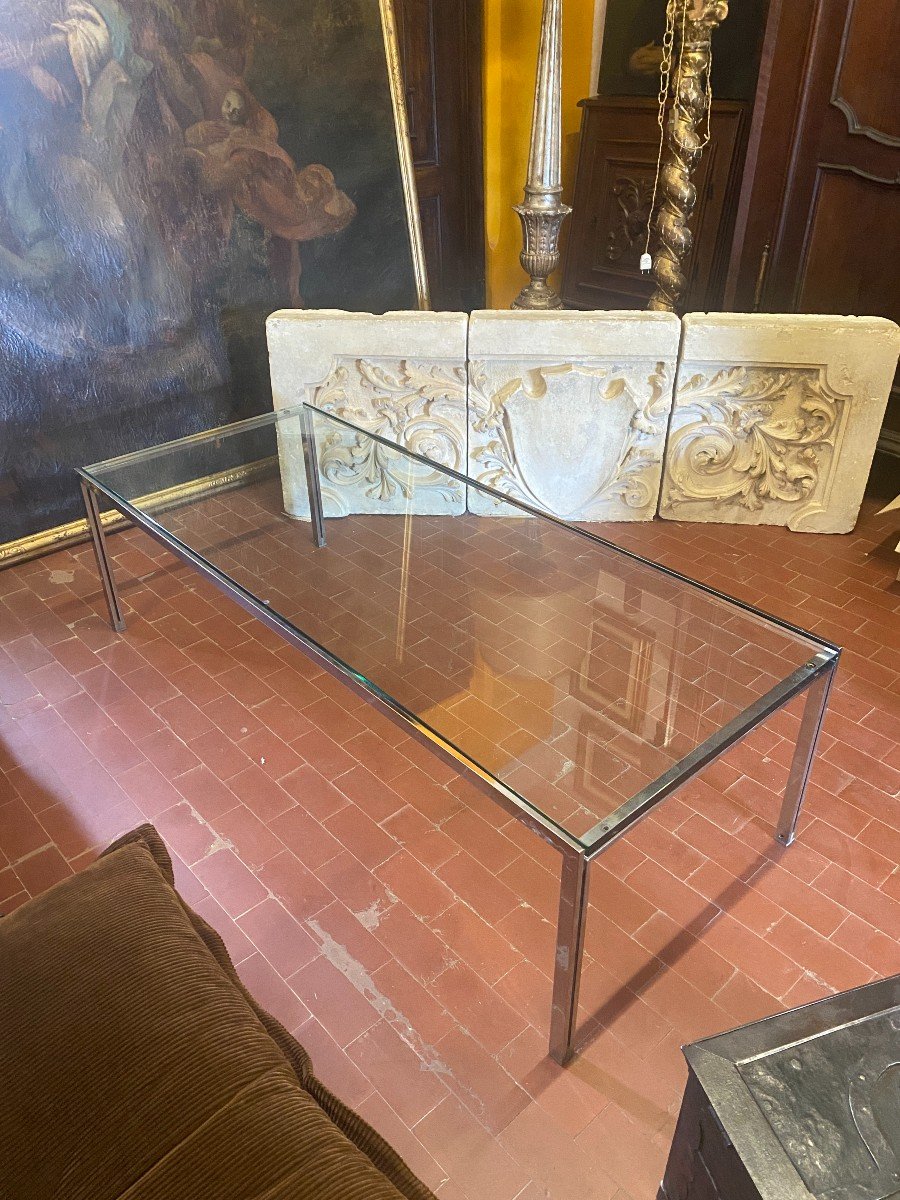 Metal Coffee Table With Glass Top By Ross Littell For Depadova - 1960s-photo-3