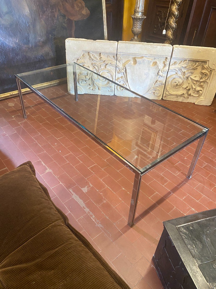 Metal Coffee Table With Glass Top By Ross Littell For Depadova - 1960s-photo-4