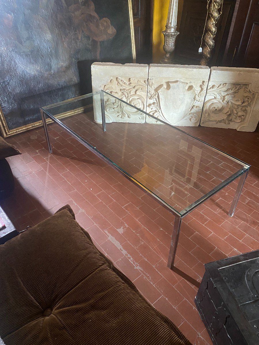 Metal Coffee Table With Glass Top By Ross Littell For Depadova - 1960s-photo-4