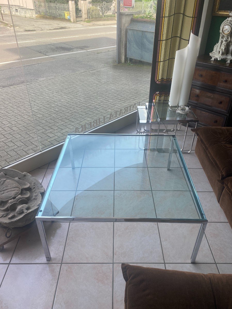 Metal Coffee Table With Glass Top By Ross Littell For Depadova - 1960s-photo-3