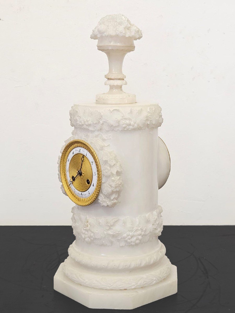Finely Worked Alabaster Table Clock - 19th Century-photo-3