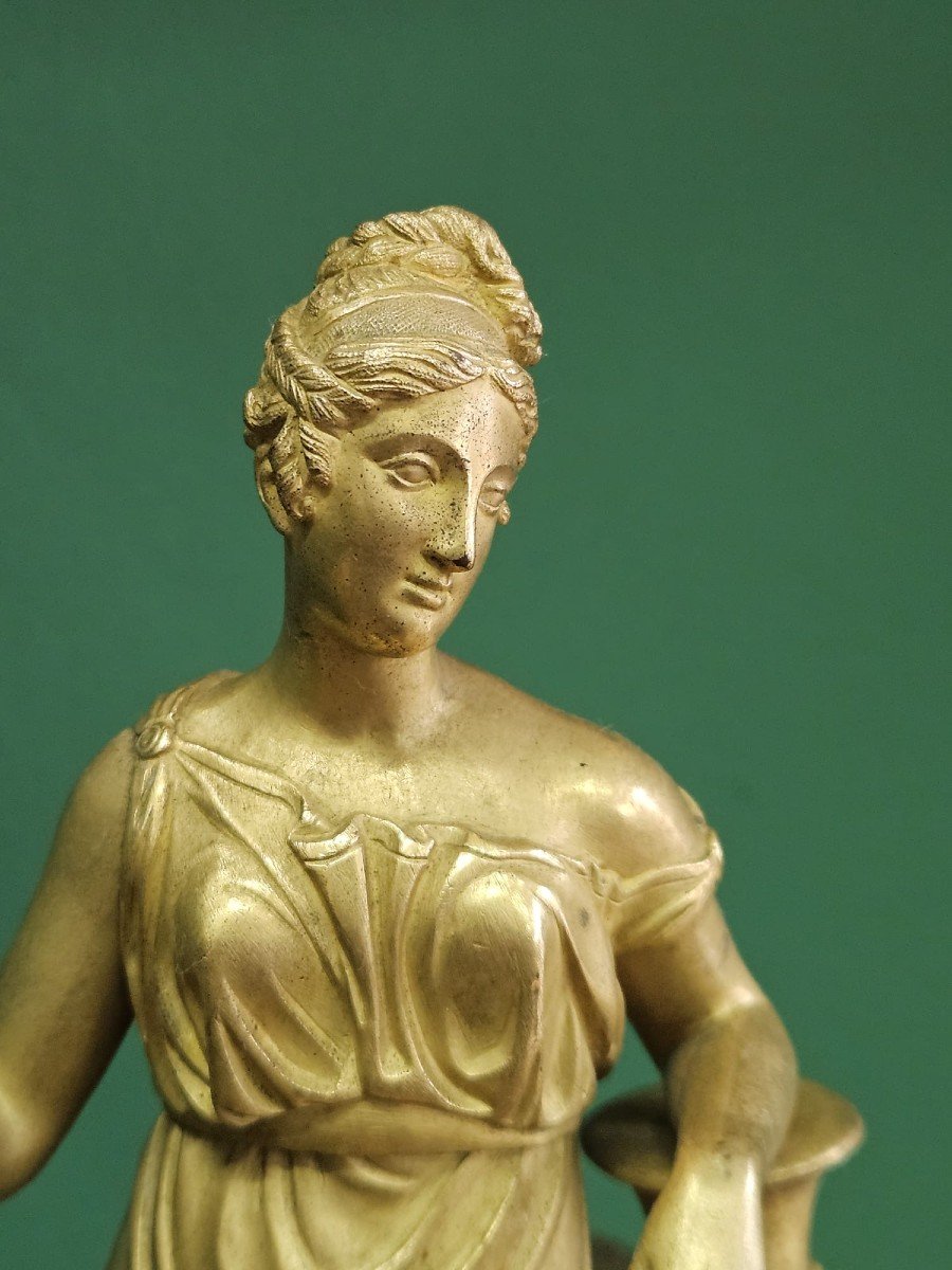 "parigina" Clock Depicting Diana The Huntress In Gilded Bronze - 19th Century.-photo-5