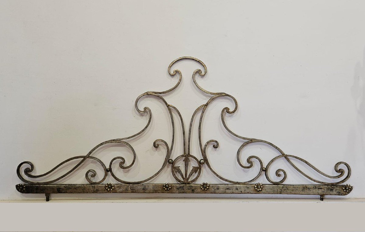 Ancient Wrought Iron Double Bed Headboard - 19th Century