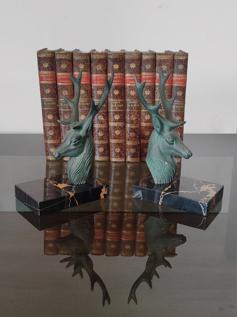 Pair Of Bookends Depicting Deer On A Marble Base - Circa 1930.