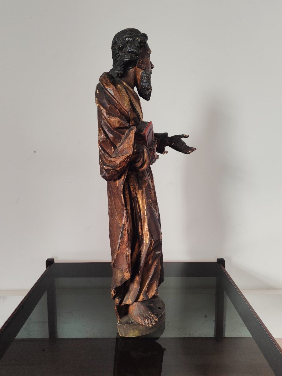 Statue Of St. Anthony In Carved And Lacquered Wood - 18th Century-photo-2