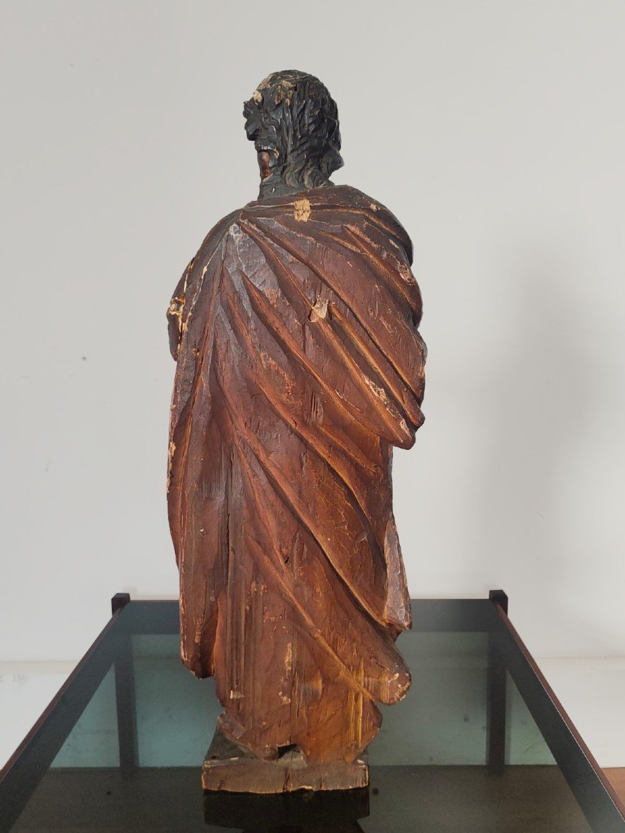 Statue Of St. Anthony In Carved And Lacquered Wood - 18th Century-photo-2