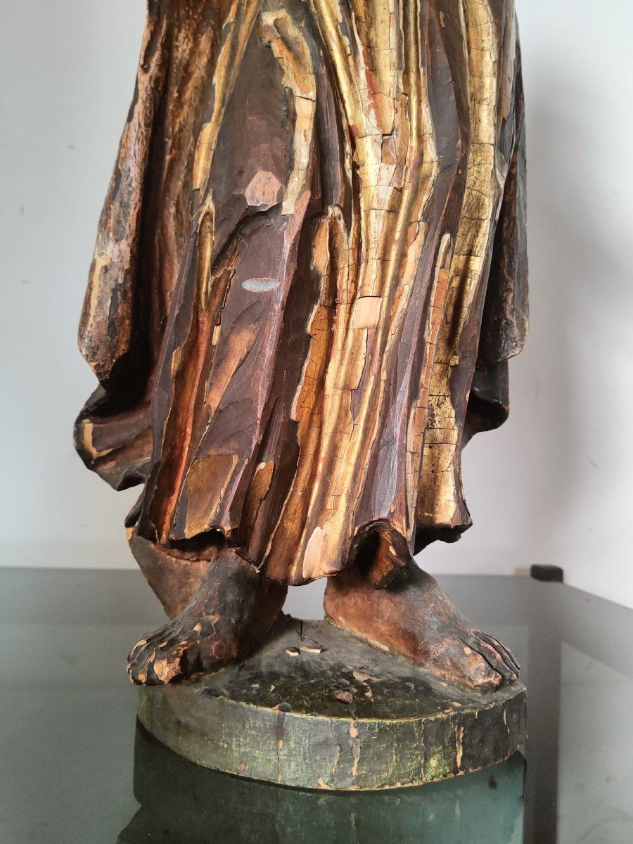 Statue Of St. Anthony In Carved And Lacquered Wood - 18th Century-photo-3