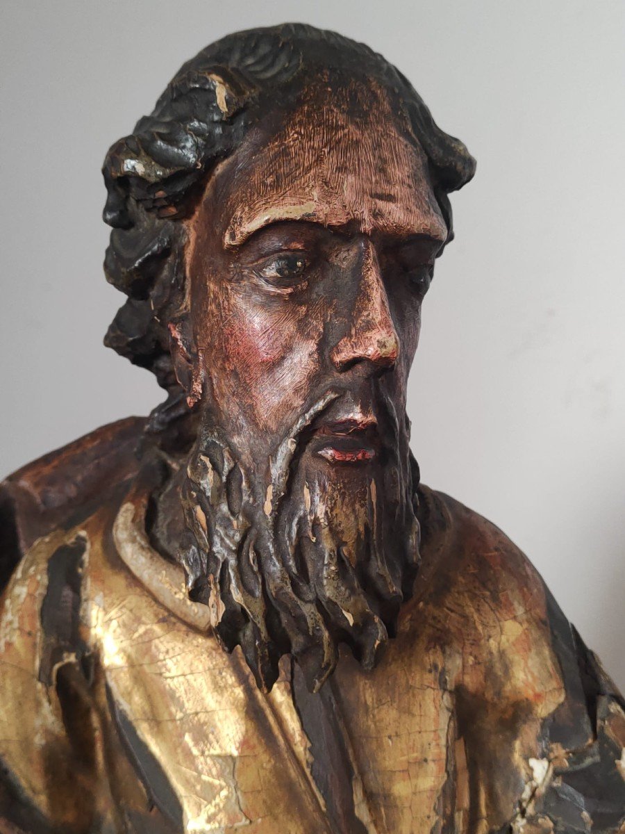 Statue Of St. Anthony In Carved And Lacquered Wood - 18th Century-photo-4