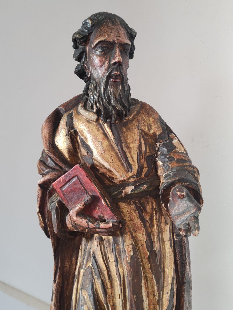 Statue Of St. Anthony In Carved And Lacquered Wood - 18th Century-photo-8