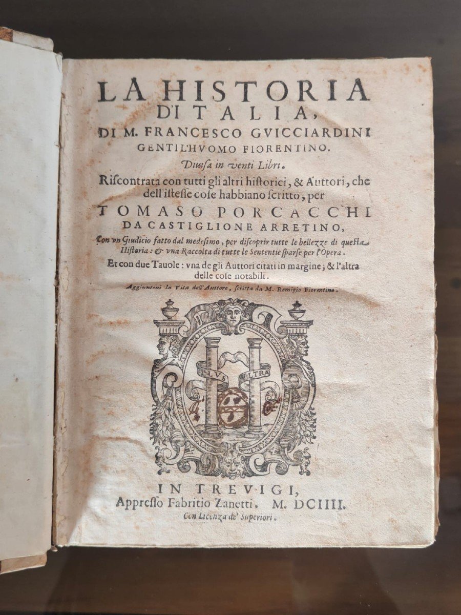 Ancient Book Dated 1604  Title: "the History Of Italy By M.francesco Guicciardini" 