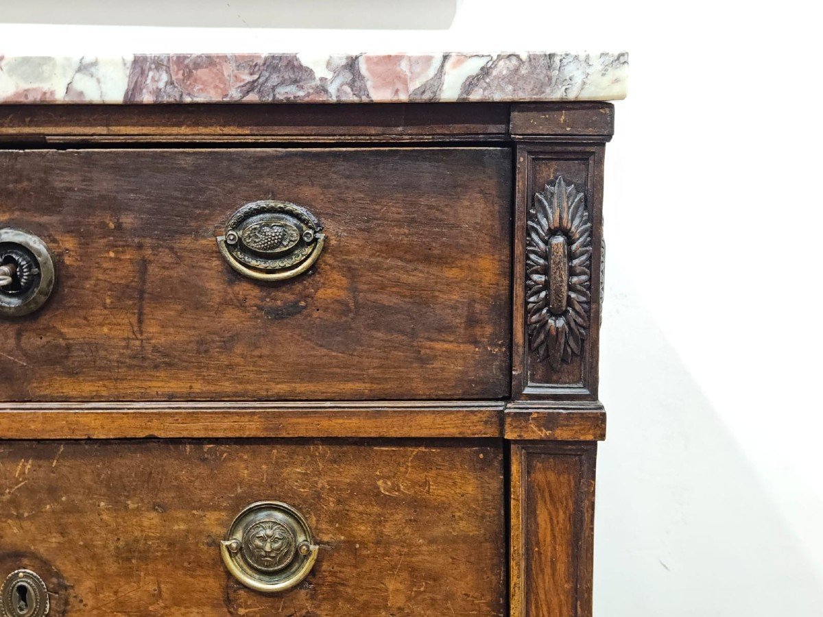 Rare Louis XVI Chest Of Drawers With Marble Top And Drop-leaf Drawer-photo-6