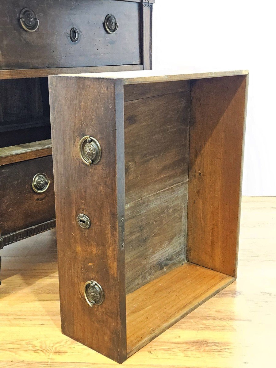 Rare Louis XVI Chest Of Drawers With Marble Top And Drop-leaf Drawer-photo-7