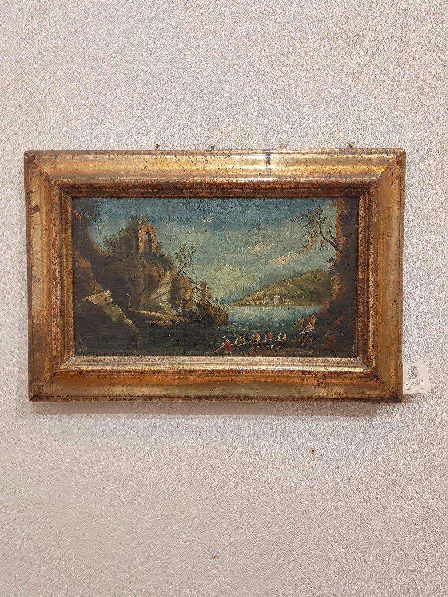 Peinture à l'Huile Sur Toile Avec Cadre - XVIIIe Siècle-photo-2