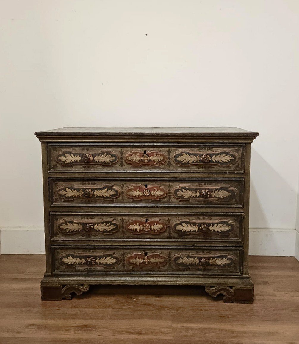 Commode Ancienne En Bois Sculpté Et Laqué - XVIIIe Siècle-photo-4