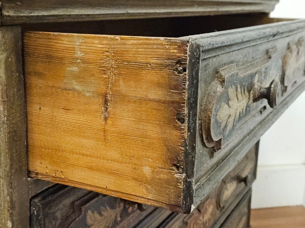 Commode Ancienne En Bois Sculpté Et Laqué - XVIIIe Siècle-photo-4