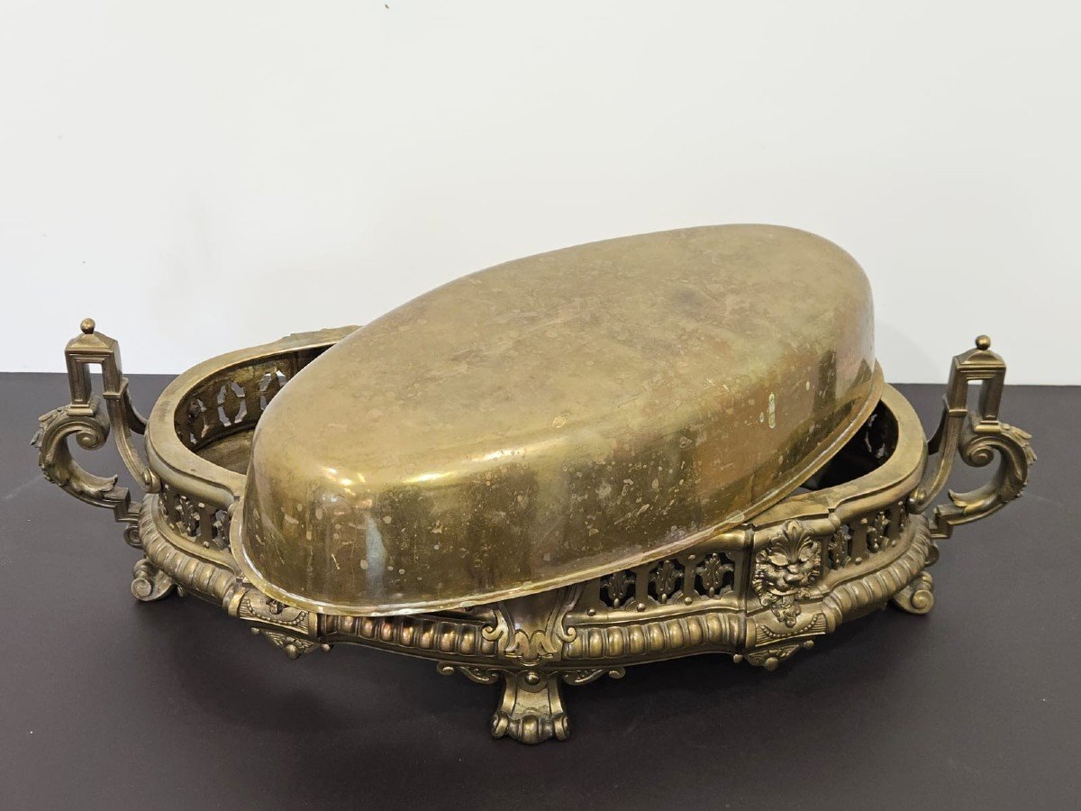 Oval Jardinier In Gilded Bronze - 19th Century-photo-2