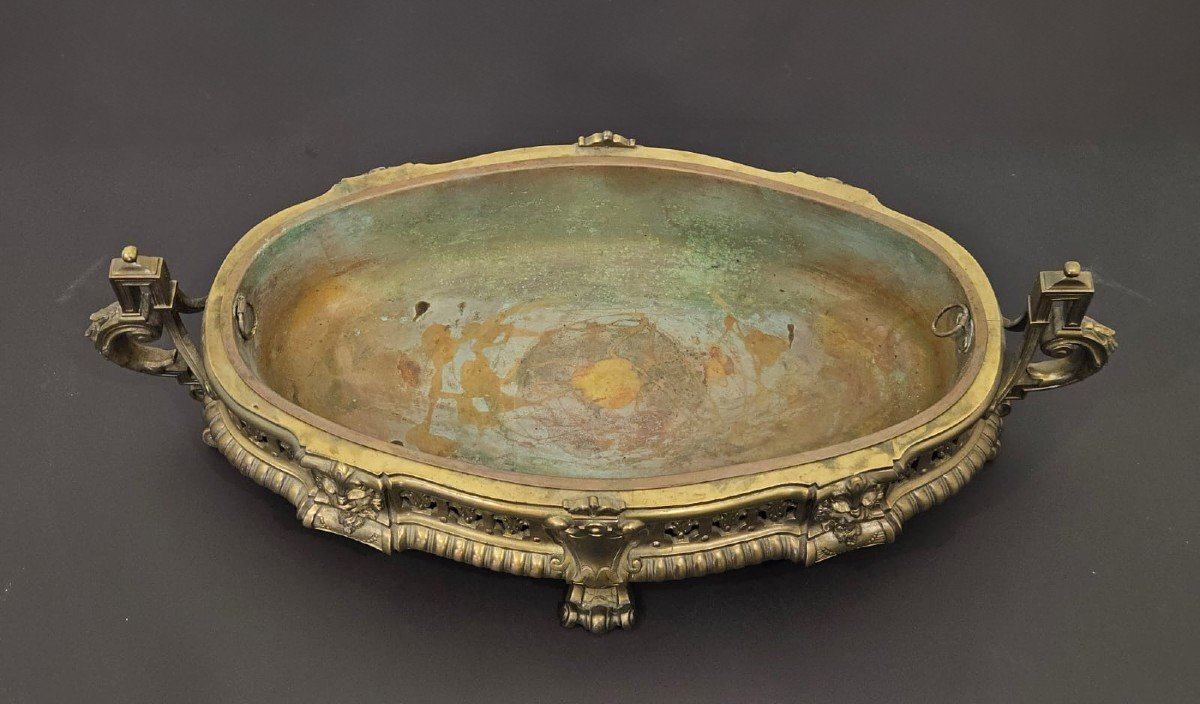 Oval Jardinier In Gilded Bronze - 19th Century-photo-5