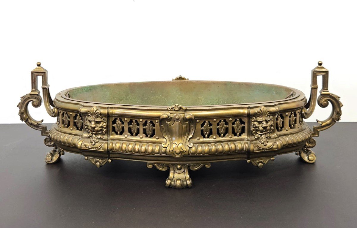 Oval Jardinier In Gilded Bronze - 19th Century