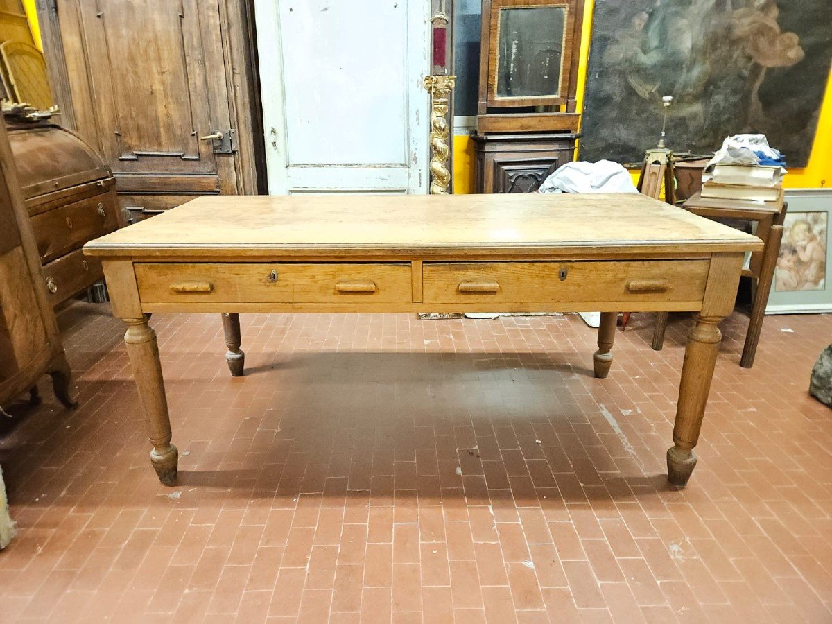 Table En Chêne Avec 2 Tiroirs - Début Des Années 1900-photo-2