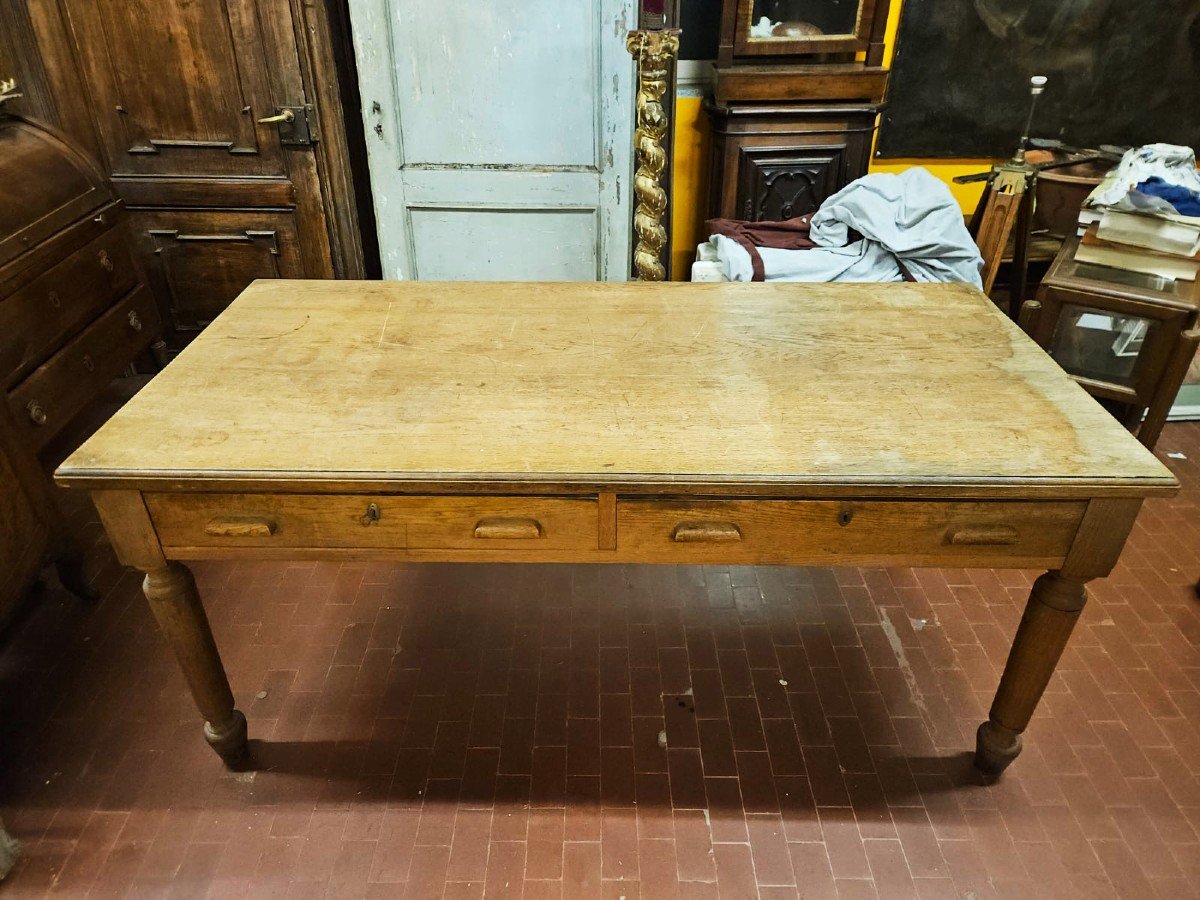 Table En Chêne Avec 2 Tiroirs - Début Des Années 1900-photo-3