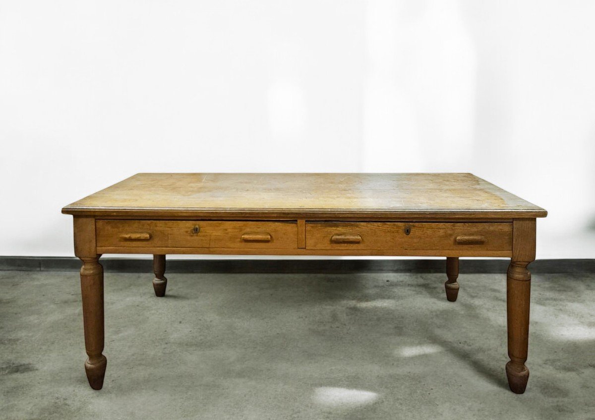 Table En Chêne Avec 2 Tiroirs - Début Des Années 1900