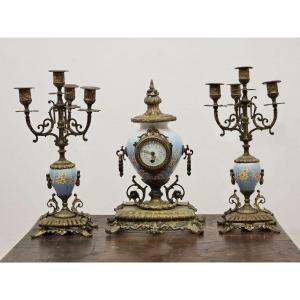 Set Of Candelabra And Clock - Second Half Of The 19th Century