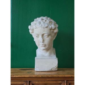 Plaster Sculpture Depicting The Head Of A Roman Emperor - 19th Century
