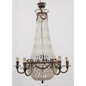 Hot Air Balloon Chandelier In Bronze And Cut Glass