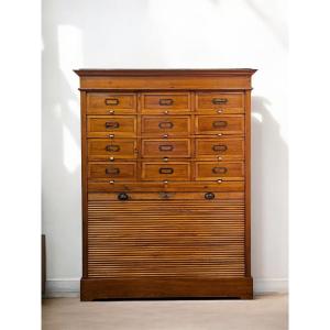 Wooden Chest Of Drawers / Filing Cabinet - Early 1900s