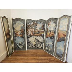 Boiserie Panels Painted On Canvas - 19th Century