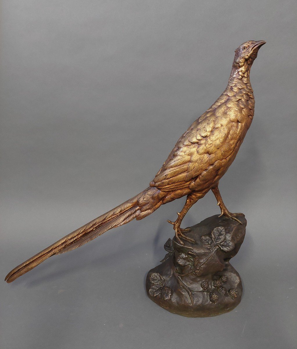 Léon Bureu Bronze Pheasant Sculpture