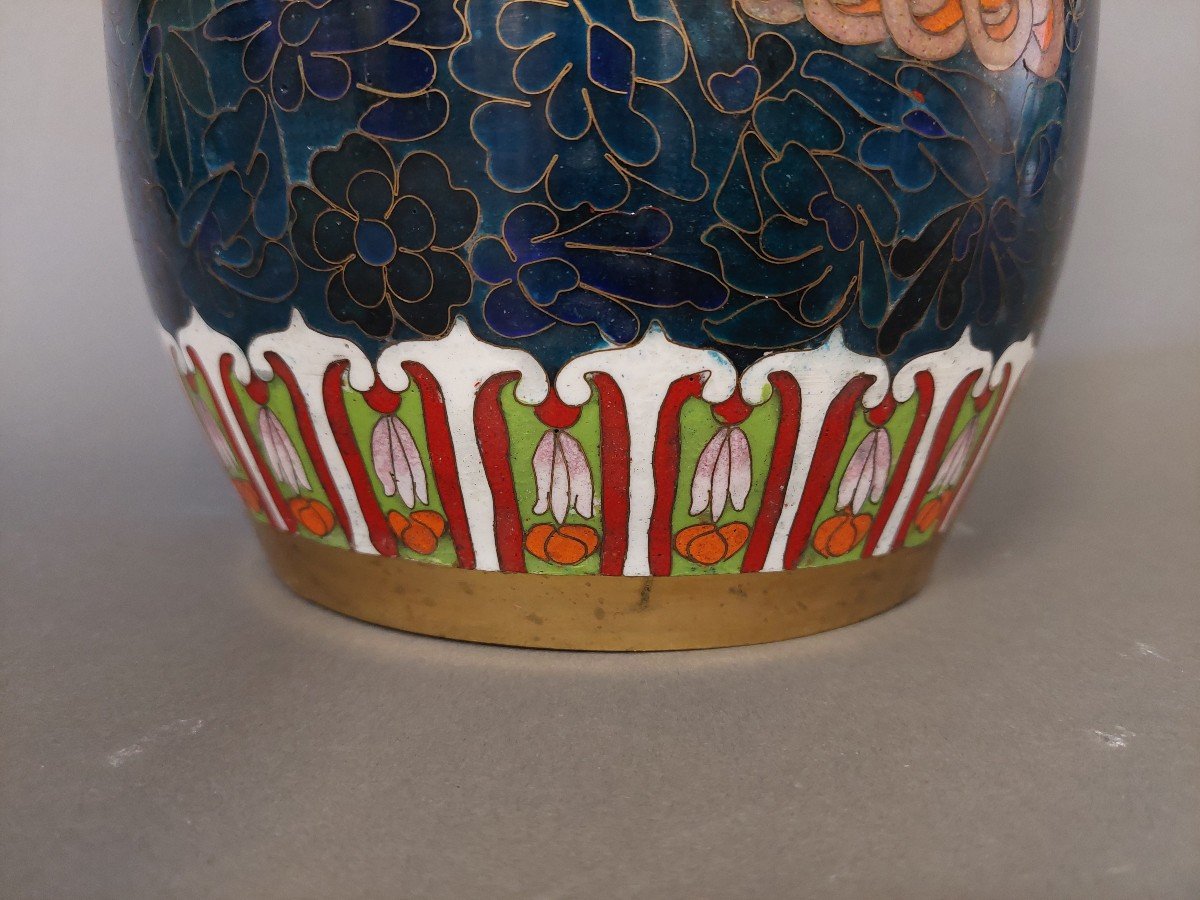 Cloisonne Vase. 20 Siècles.-photo-3