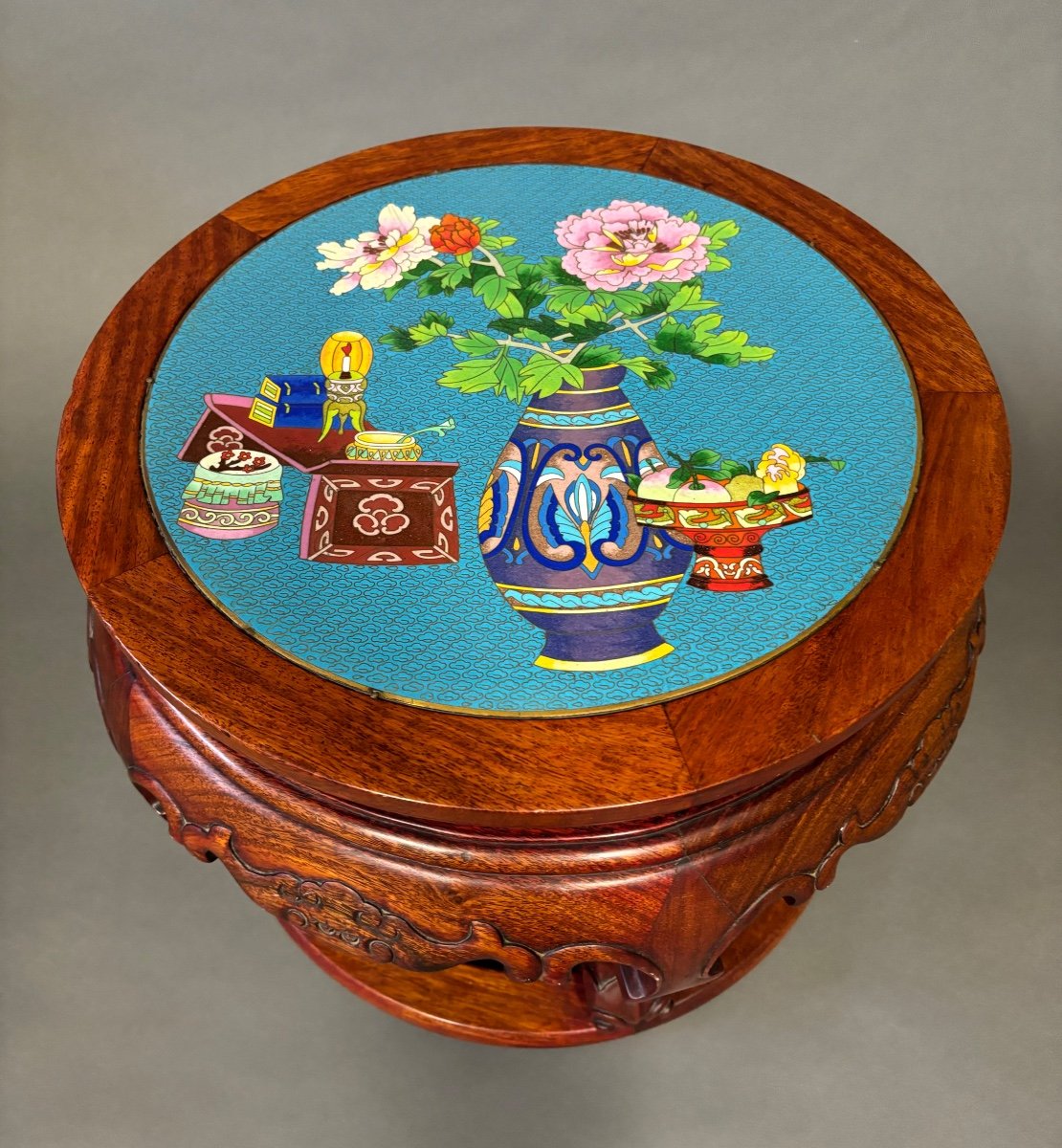 20th Century Cloisonne Table.-photo-2