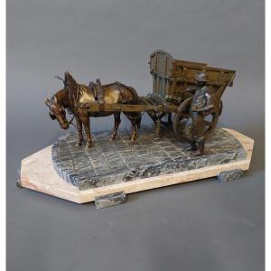 Bronze Sculptor, Horse With Chariot.
