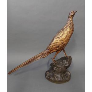 Léon Bureu Bronze Pheasant Sculpture