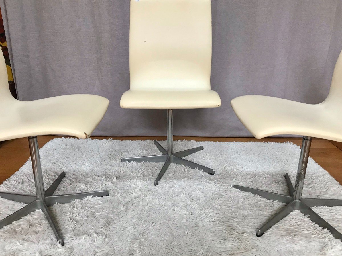 3 "oxford" Designer Chairs, Arne Jacobsen For Fritz Hansen, 60s/70s-photo-5