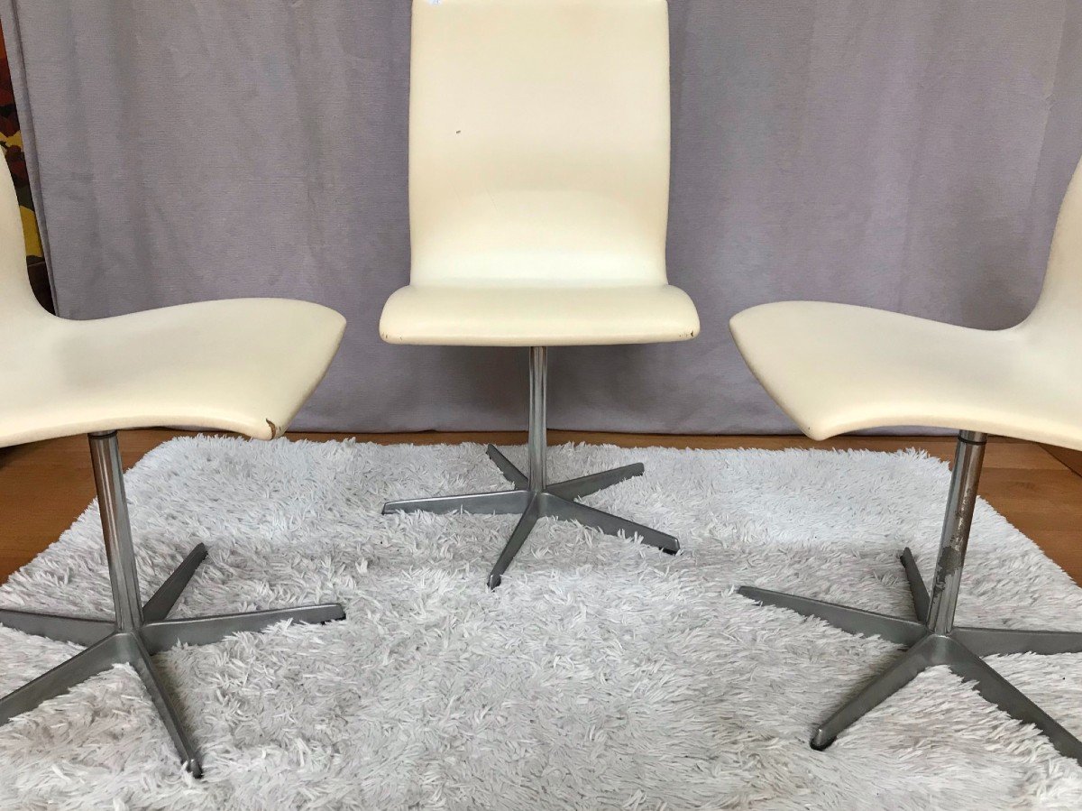 3 Chaises design "Oxford", ARNE JACOBSEN pour FRITZ HANSEN, années 60/70-photo-5